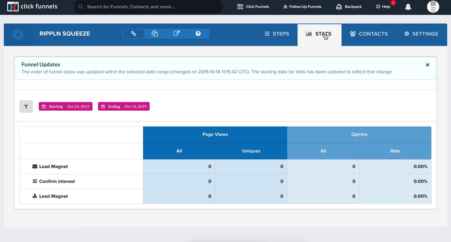 Creating a funnel screenshot