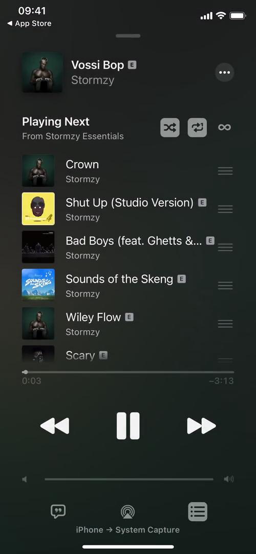 Screenshot of Playing next on Listening on Apple Music user flow