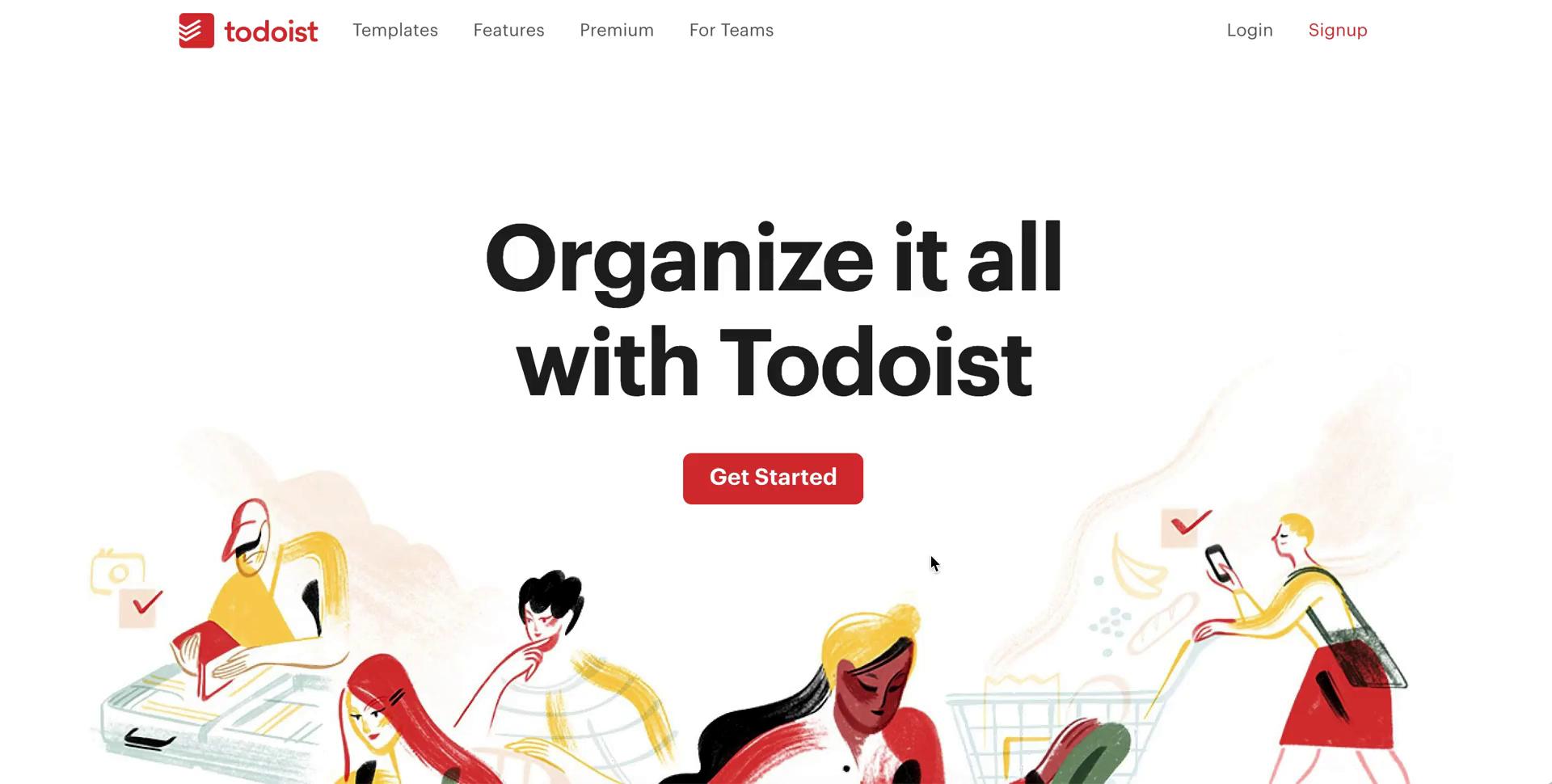 Todoist homepage screenshot