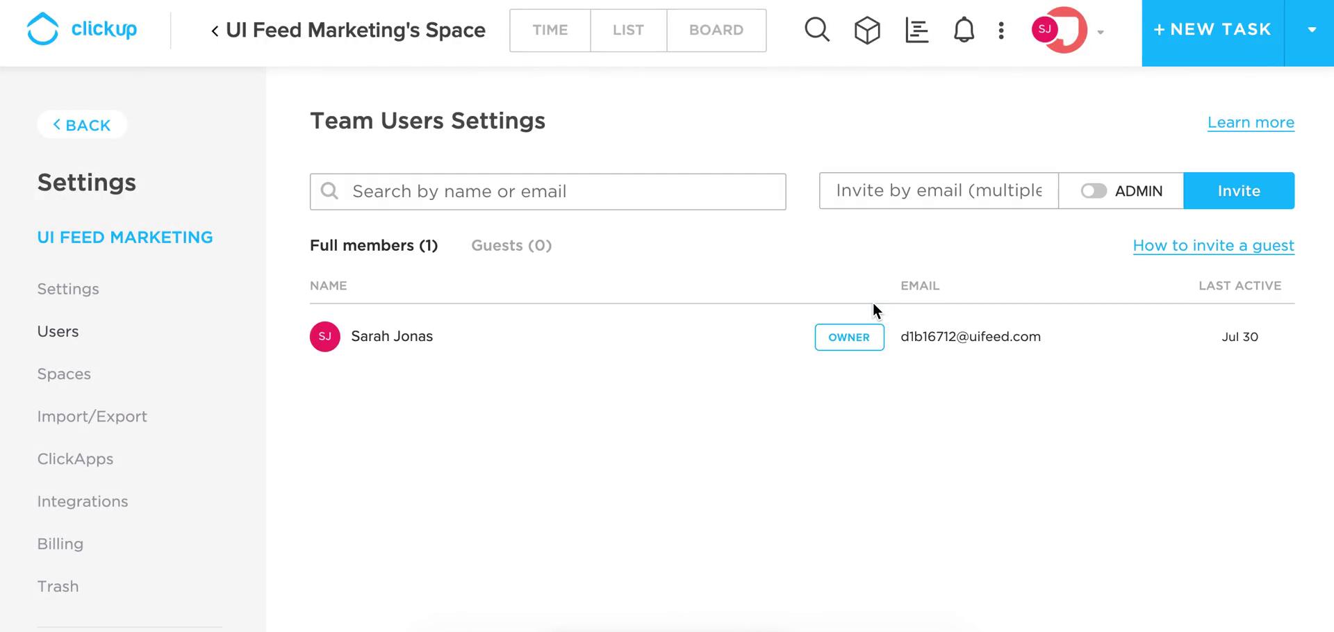 Screenshot of People & groups on Inviting people on ClickUp user flow
