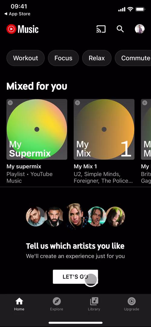 YouTube Music home screenshot