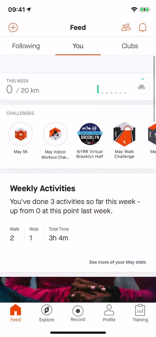 General browsing on Strava video thumbnail