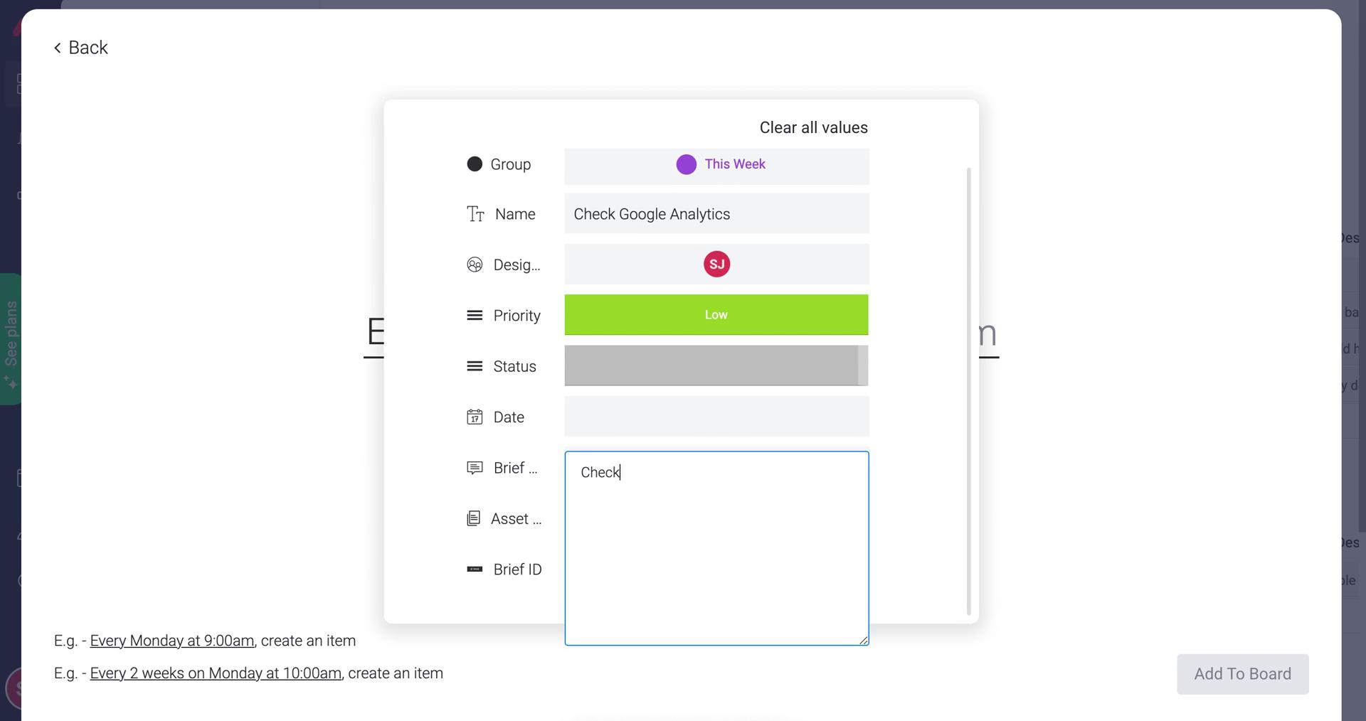 Creating an automation workflow screenshot