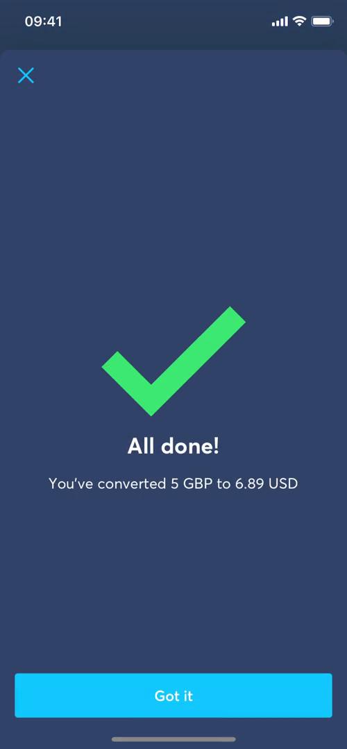 Converting currency screenshot