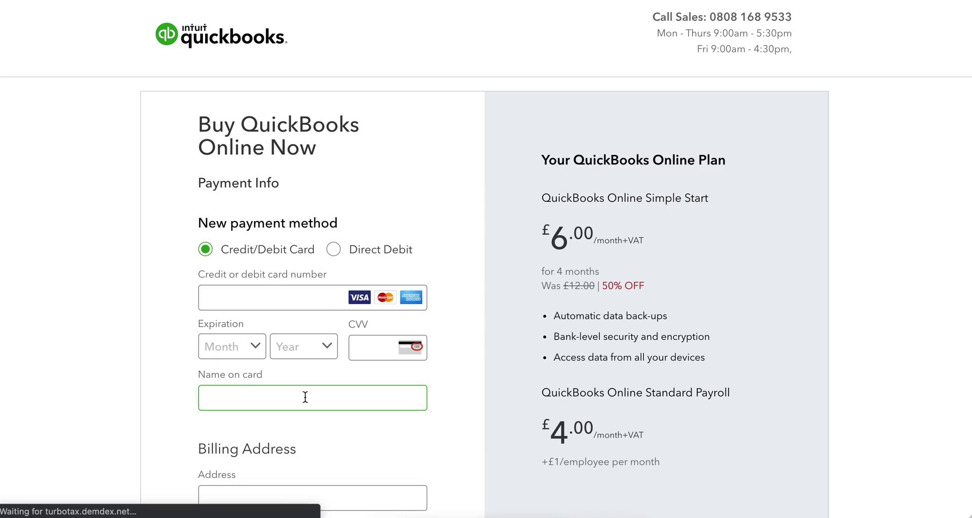 QuickBooks add payment details screenshot