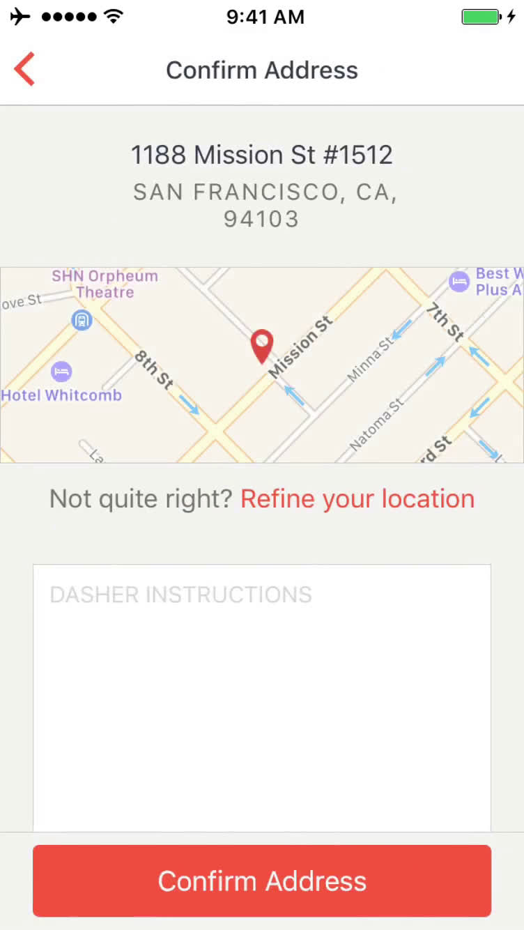 Screenshot of on Ordering food on DoorDash user flow