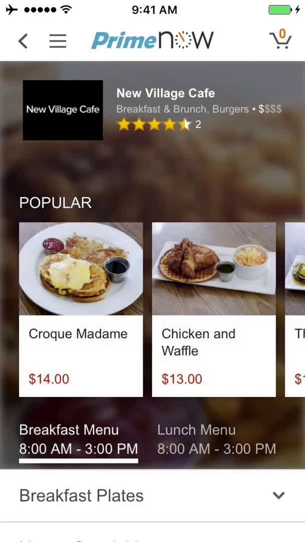 Ordering food screenshot