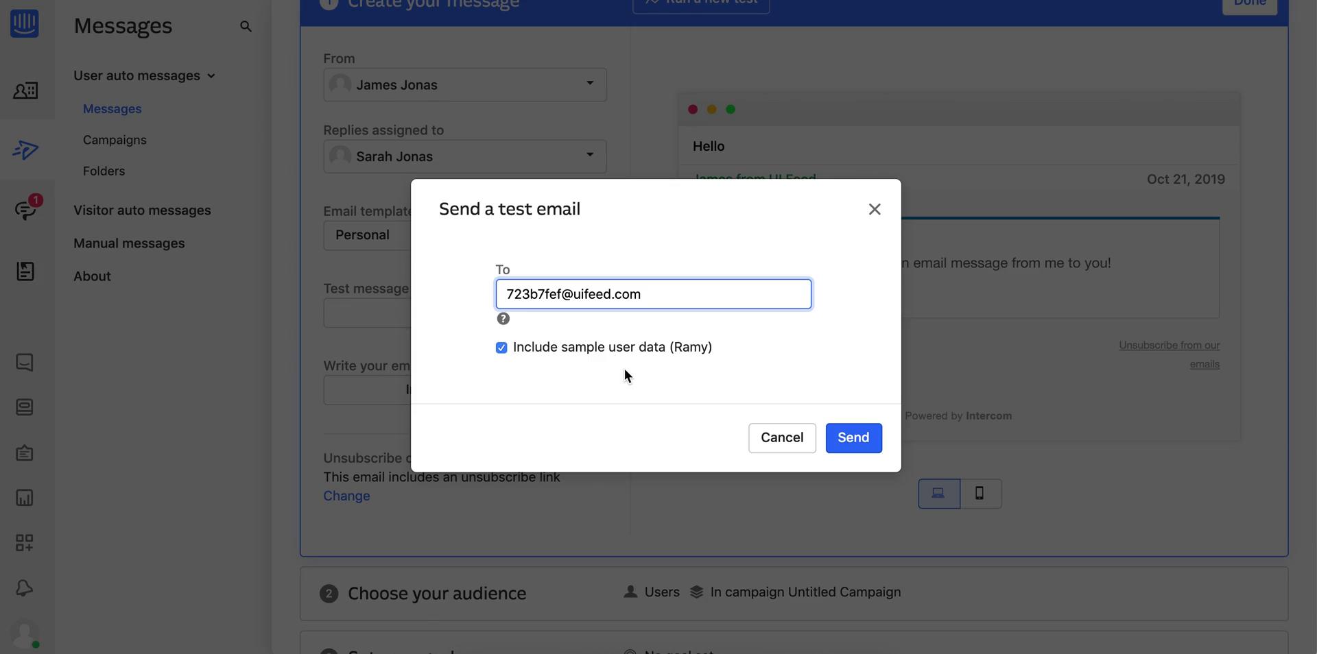 Creating an email campaign screenshot