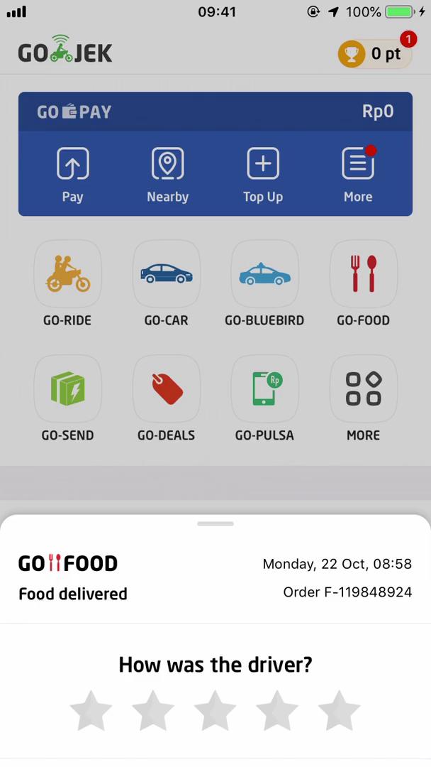 Ordering food screenshot