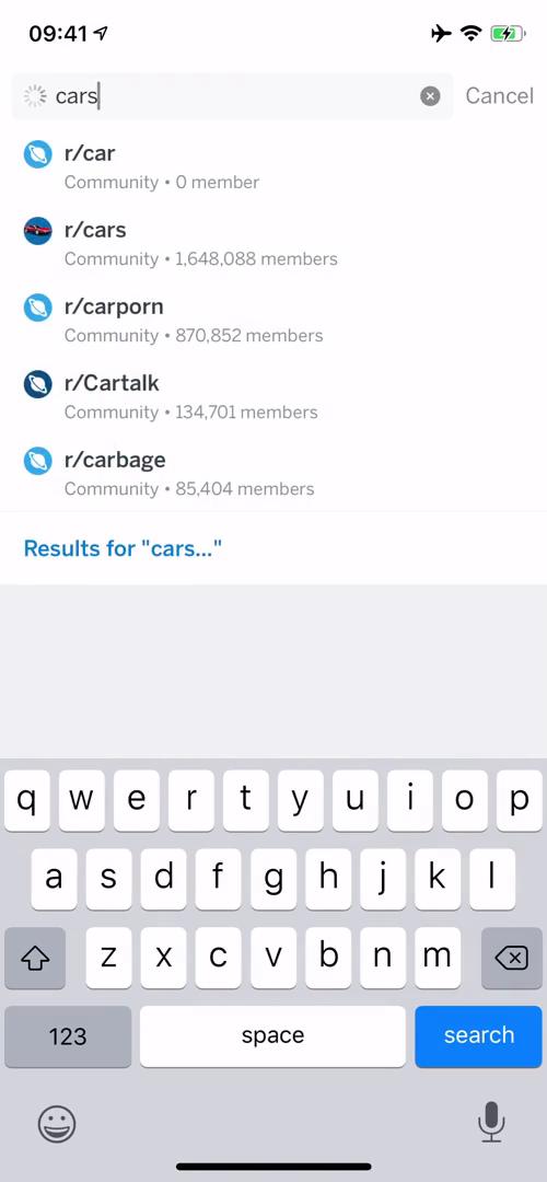 Screenshot of Search on Searching on Reddit user flow