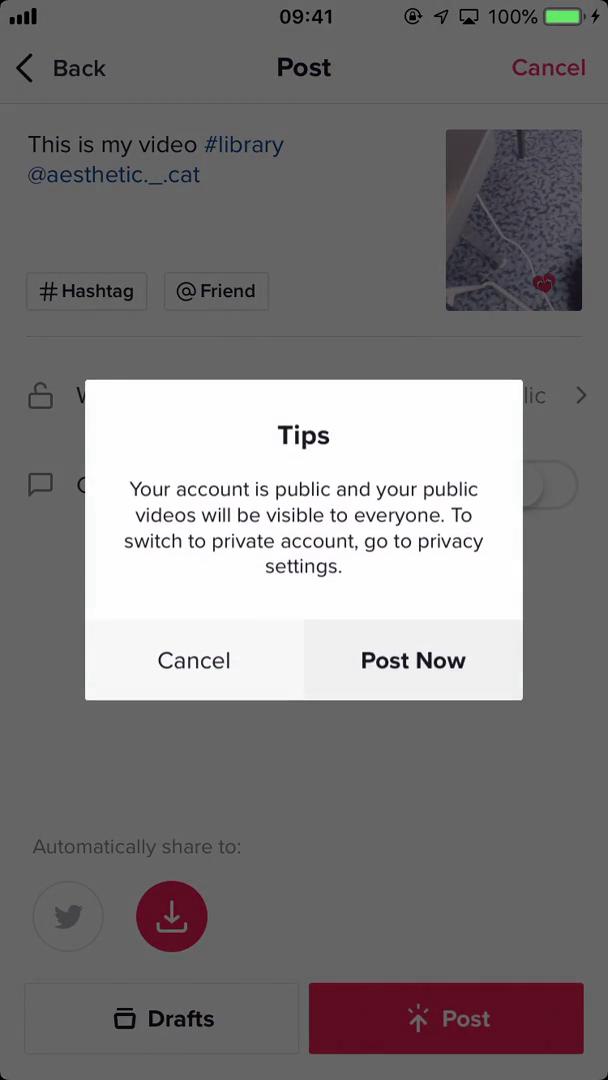 Sharing a video on TikTok video thumbnail