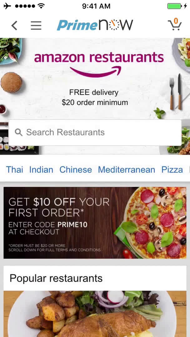 Ordering food screenshot