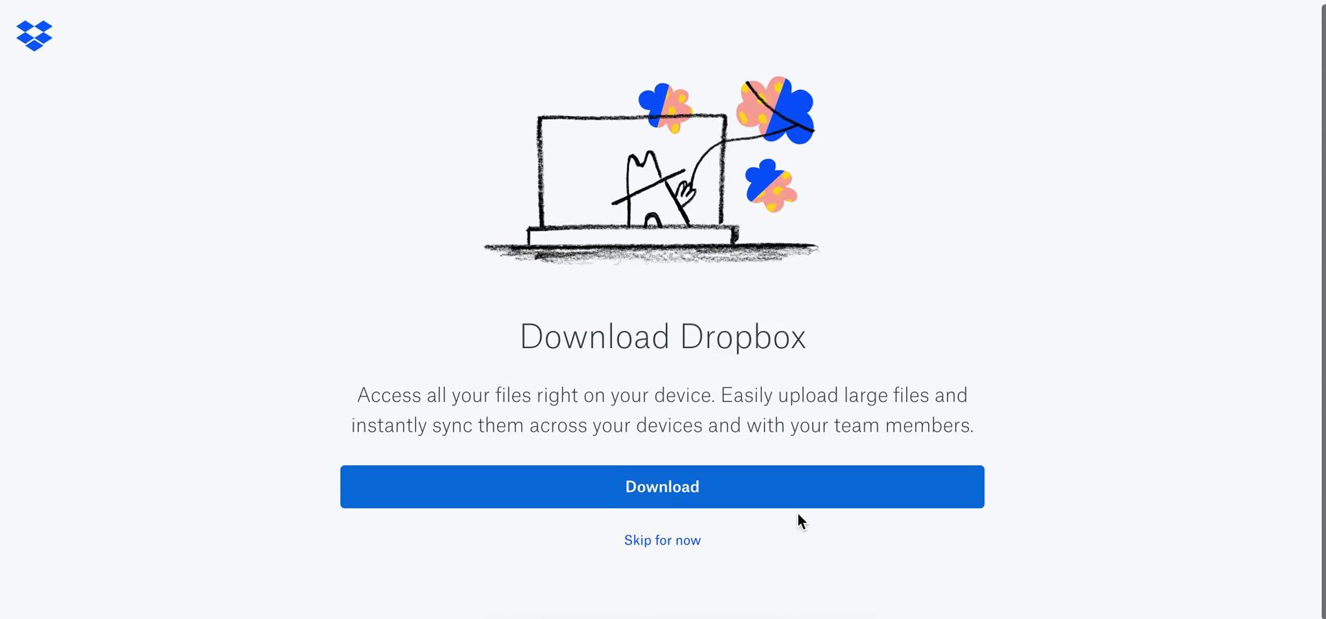 Screenshot of Download app on Accepting an invite on Dropbox Paper user flow