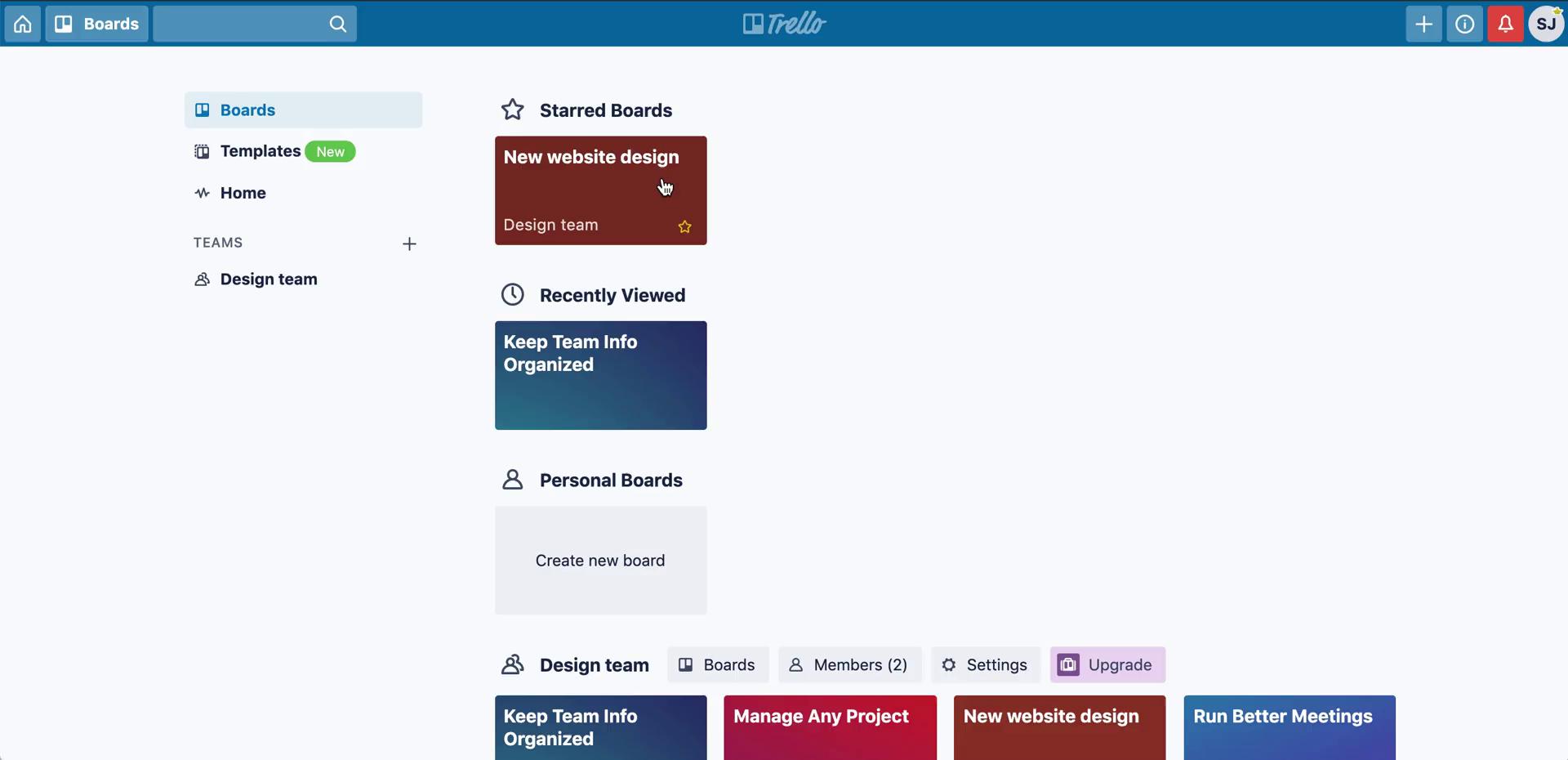 Screenshot of Boards on Commenting on Trello user flow