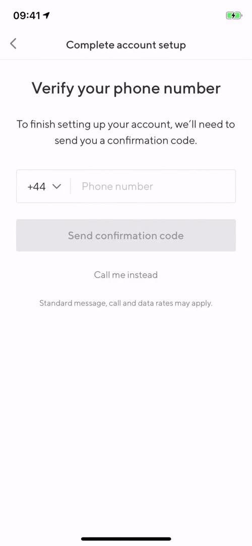 Screenshot of Verify phone number on Upgrading your account on ClassPass user flow