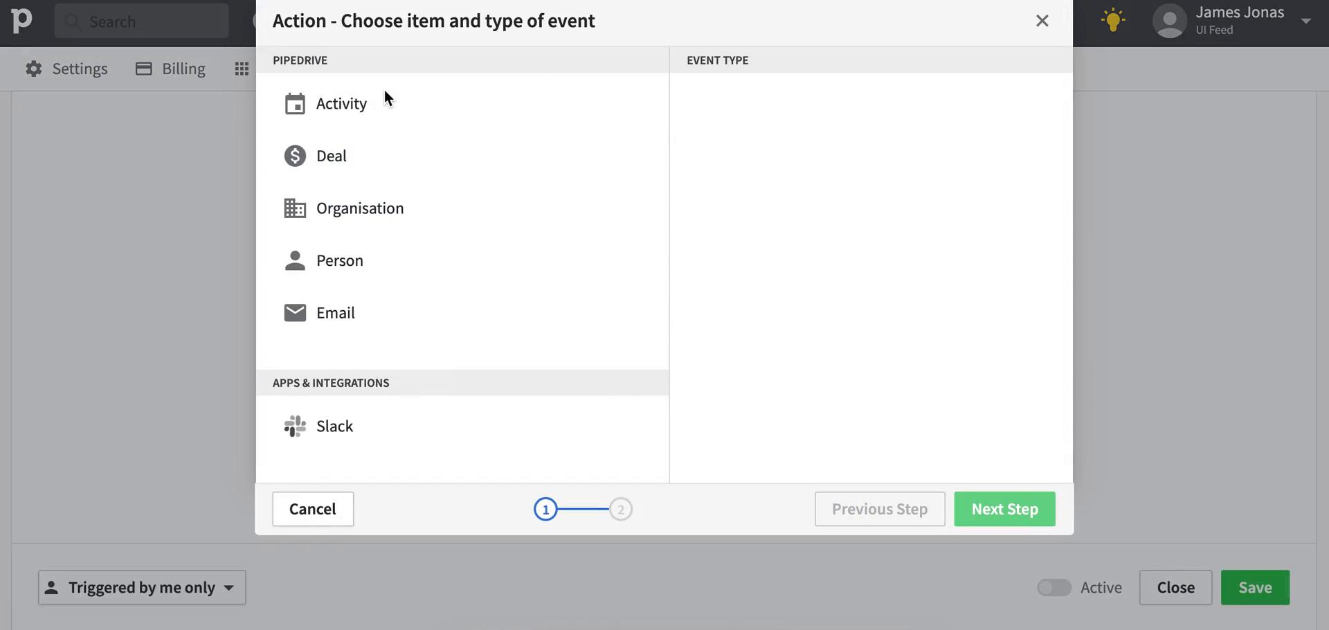 Creating an automation workflow screenshot