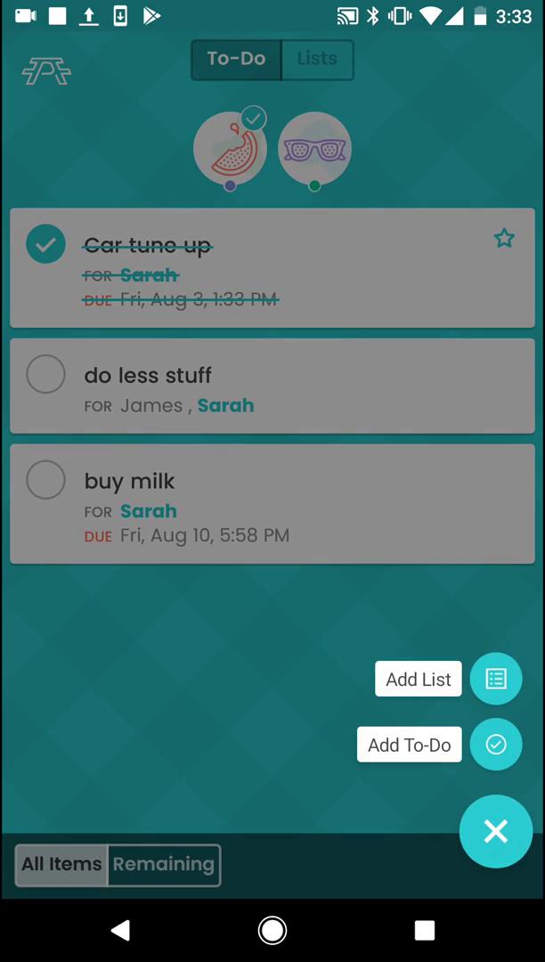 Tasks screenshot