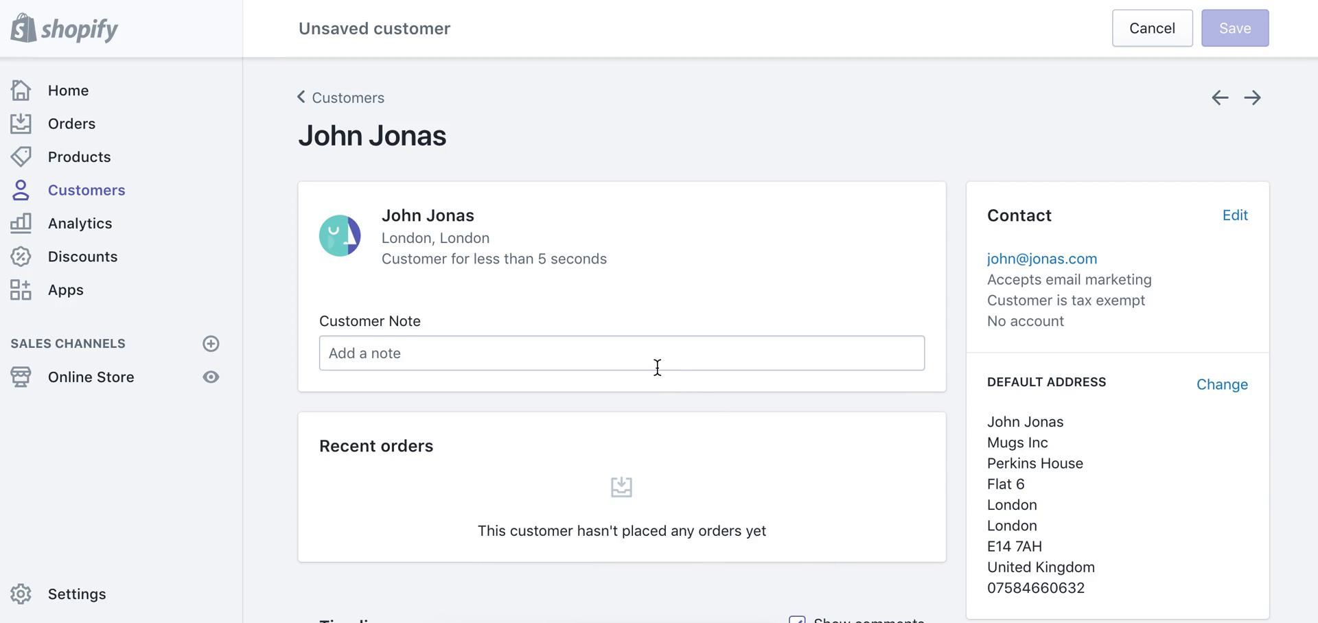 Adding customer to waitlist screenshot