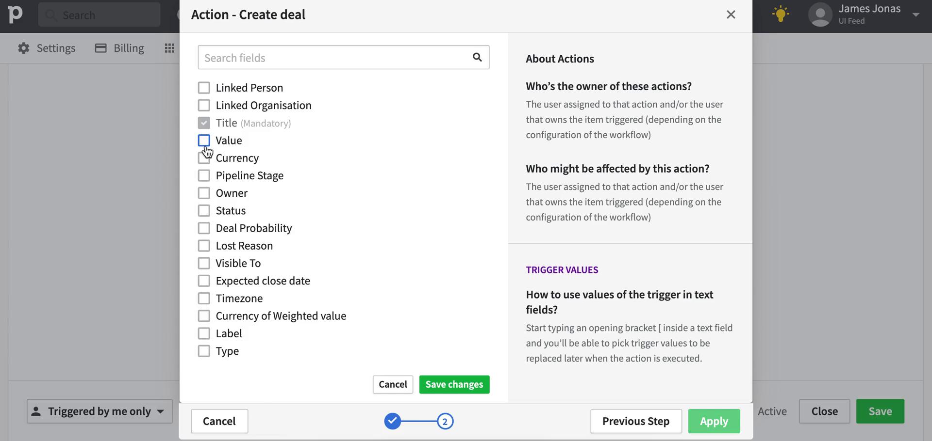 Creating an automation workflow screenshot