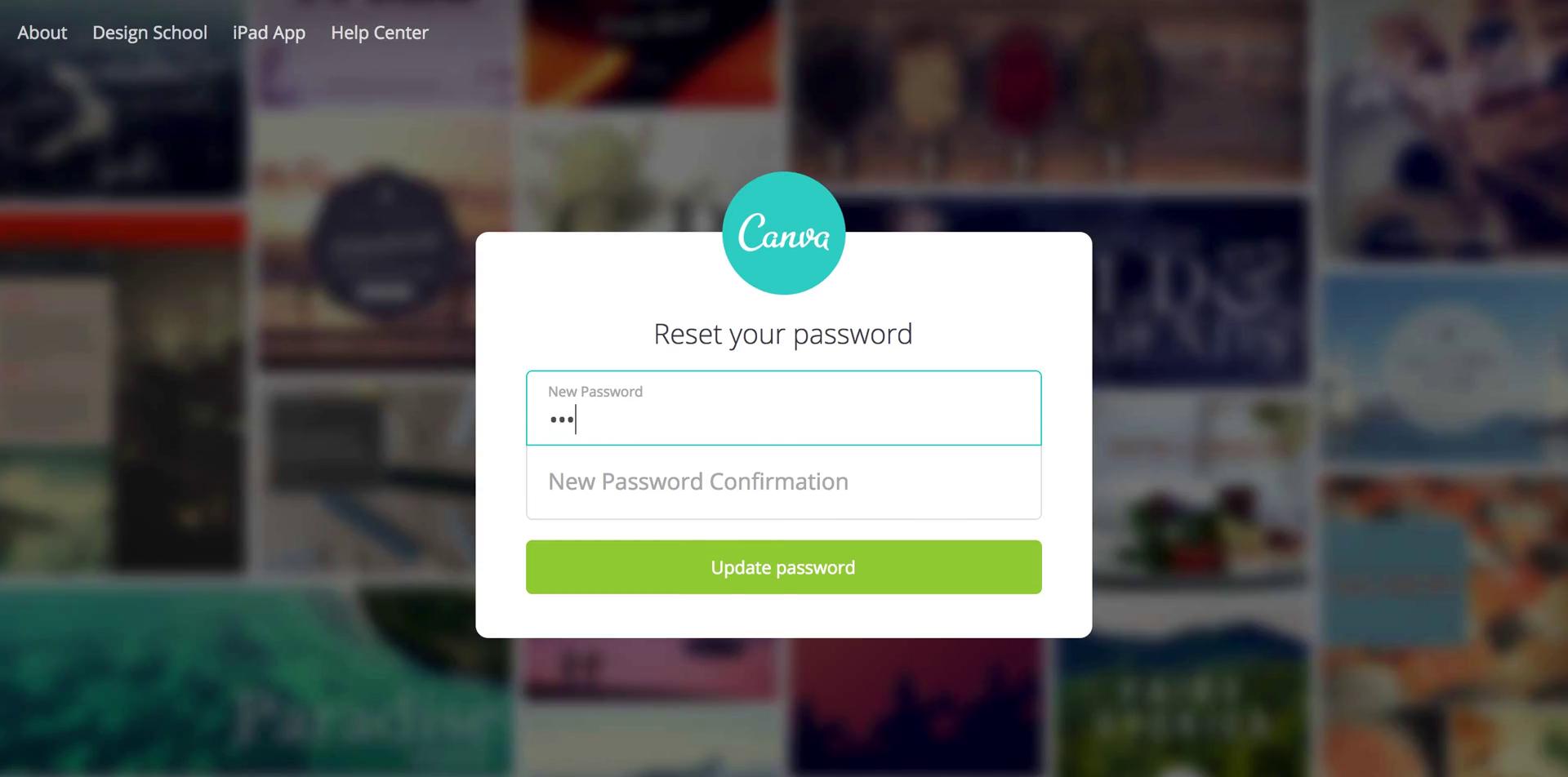 Password reset screenshot