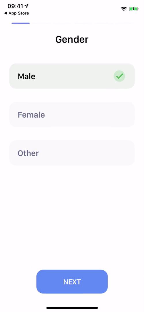 Calory select gender screenshot