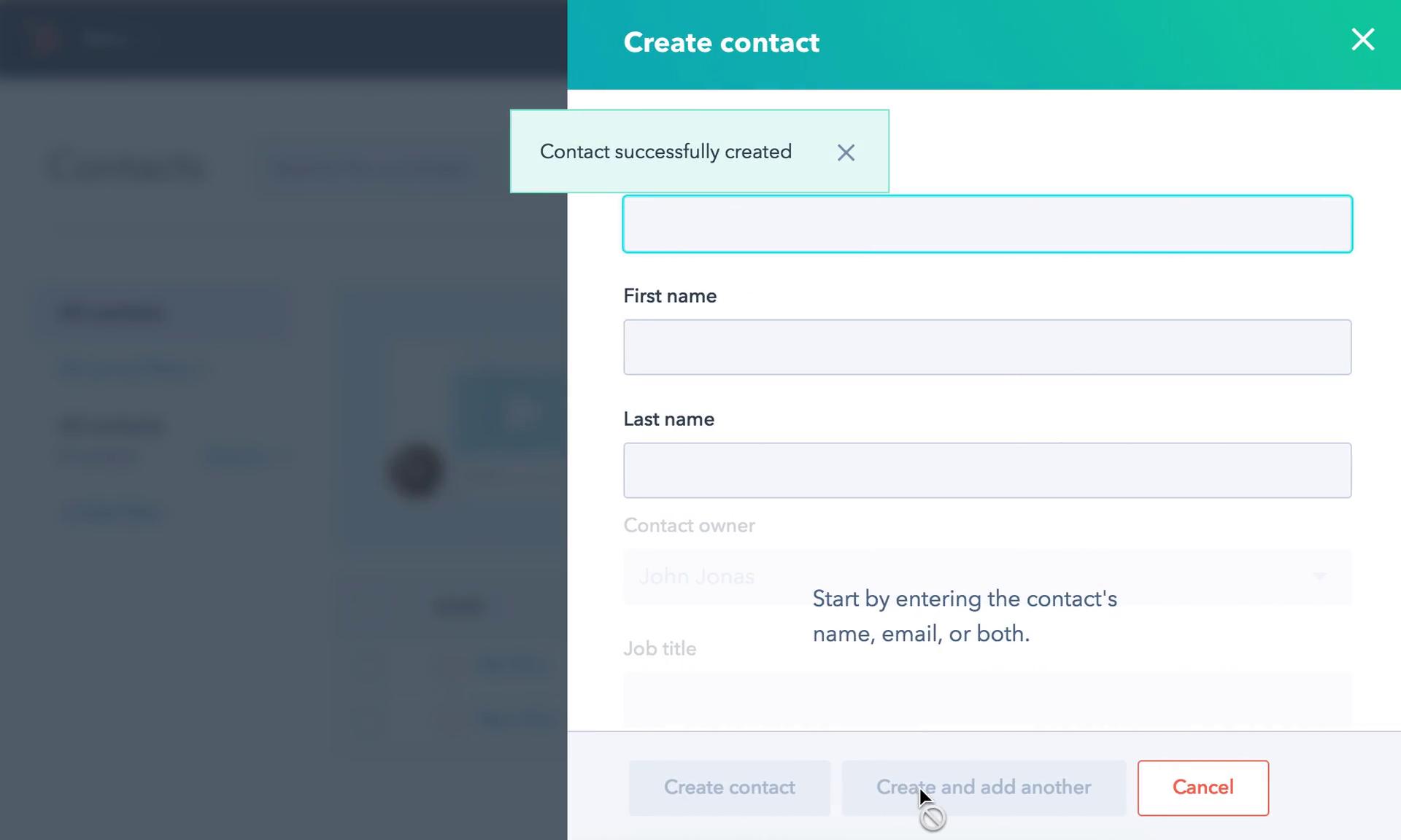 Adding a contact screenshot