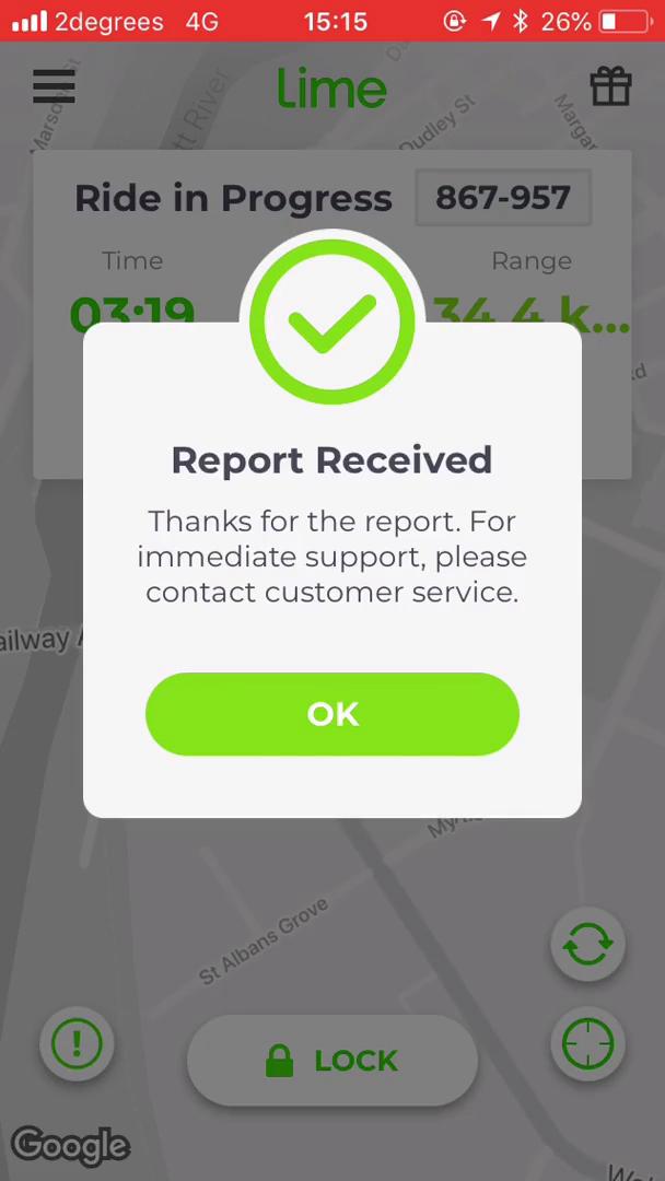 Reporting an issue screenshot