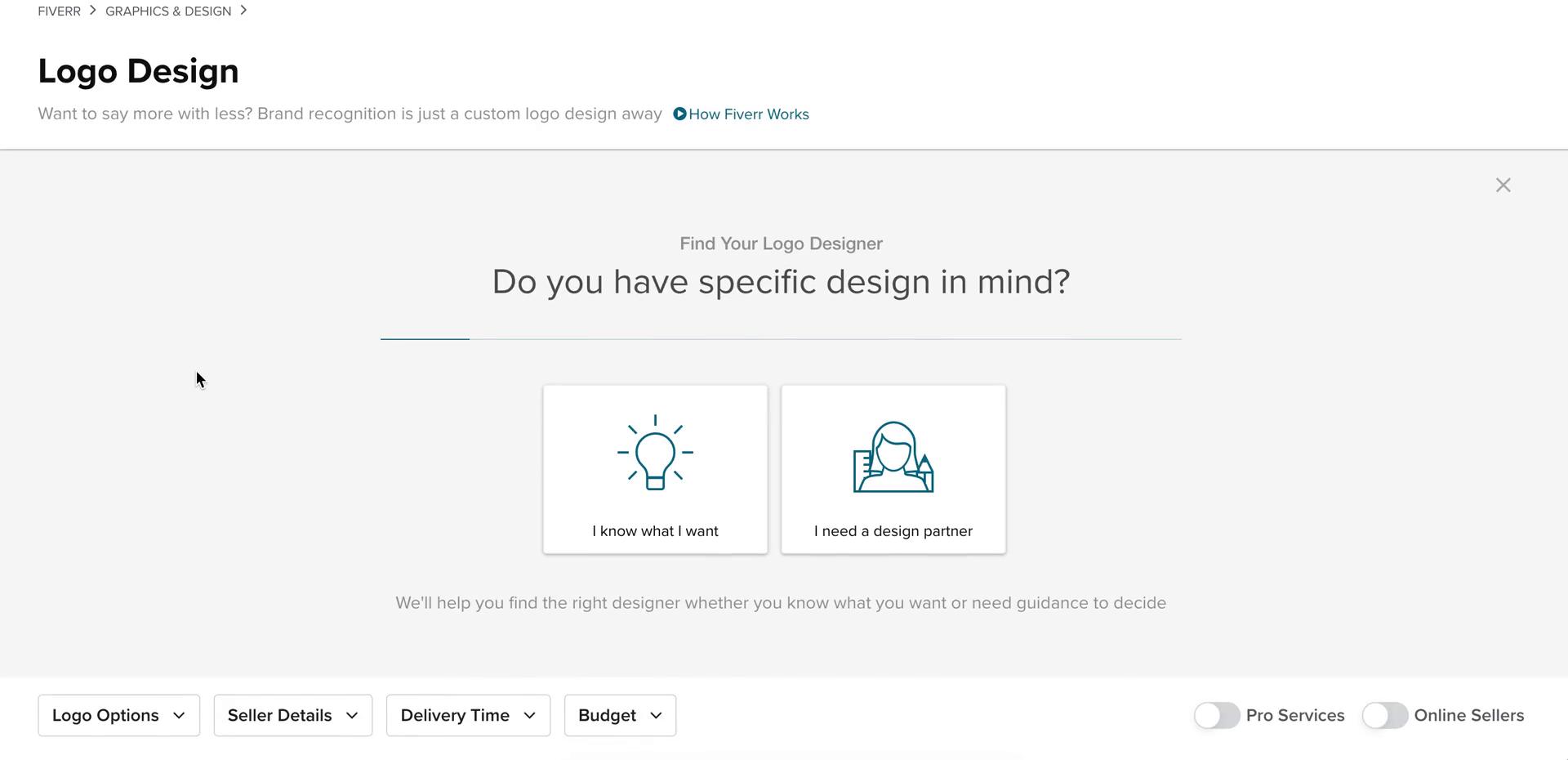 Fiverr logo design questionnaire screenshot