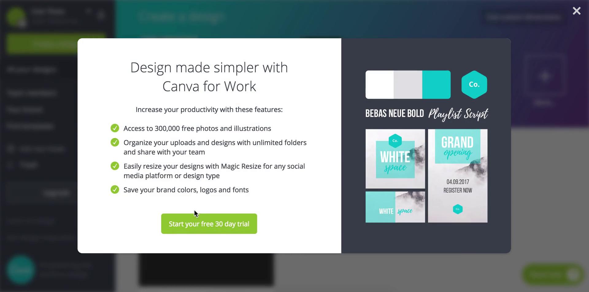 Screenshot of on Upgrading your account on Canva user flow