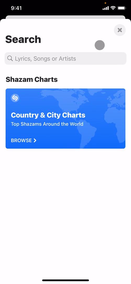 Screenshot of Search on Searching on Shazam user flow