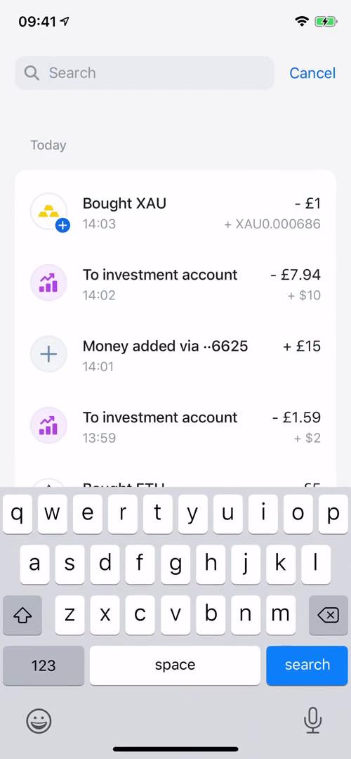 Screenshot of Search on Searching on Revolut user flow