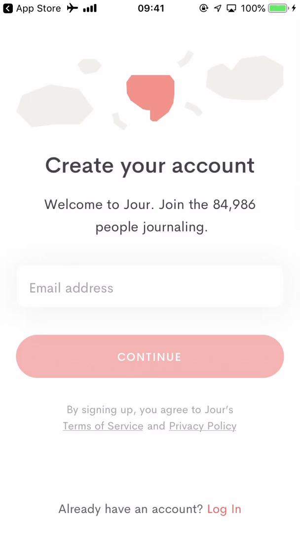Jour sign up screenshot