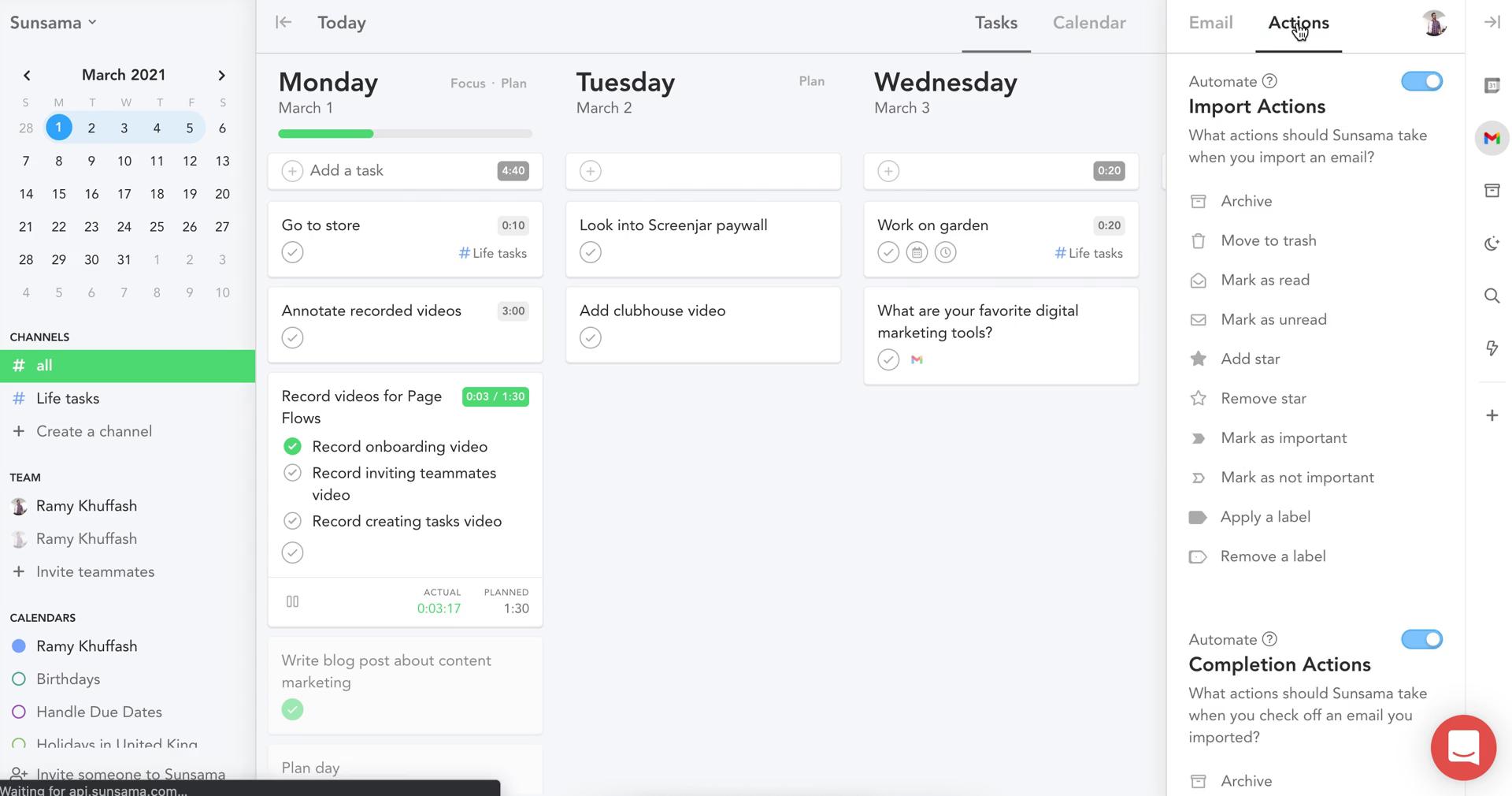 Tasks screenshot