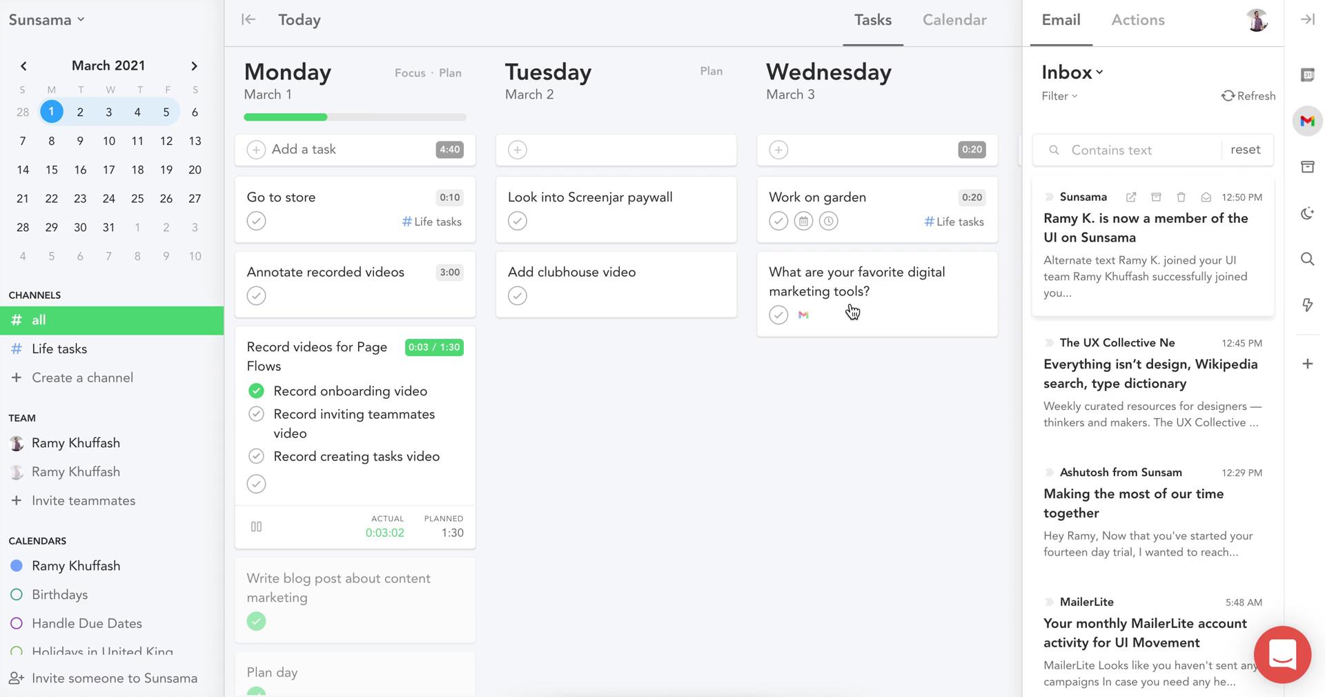 Tasks screenshot