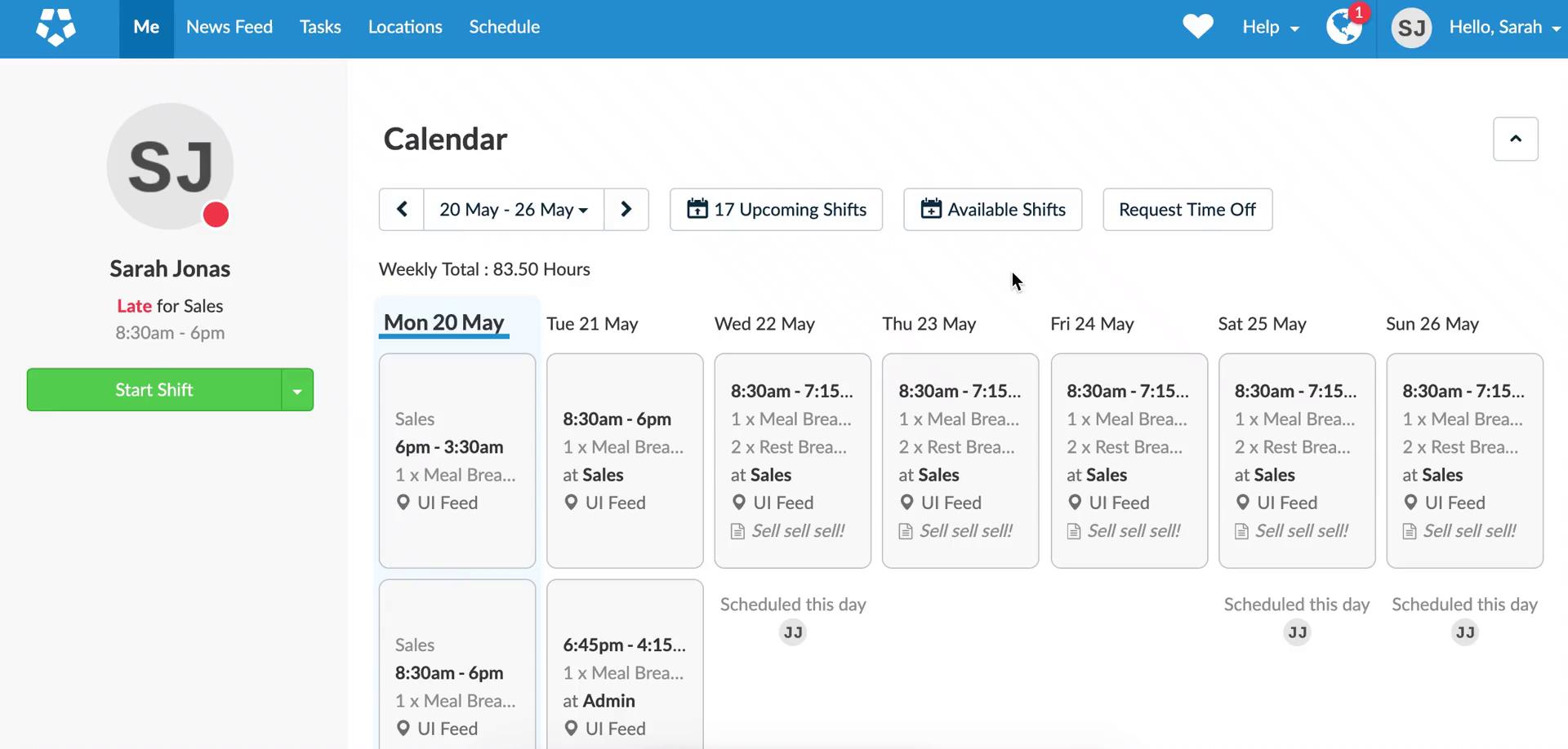 Screenshot of Dashboard on Requesting time off on Deputy user flow