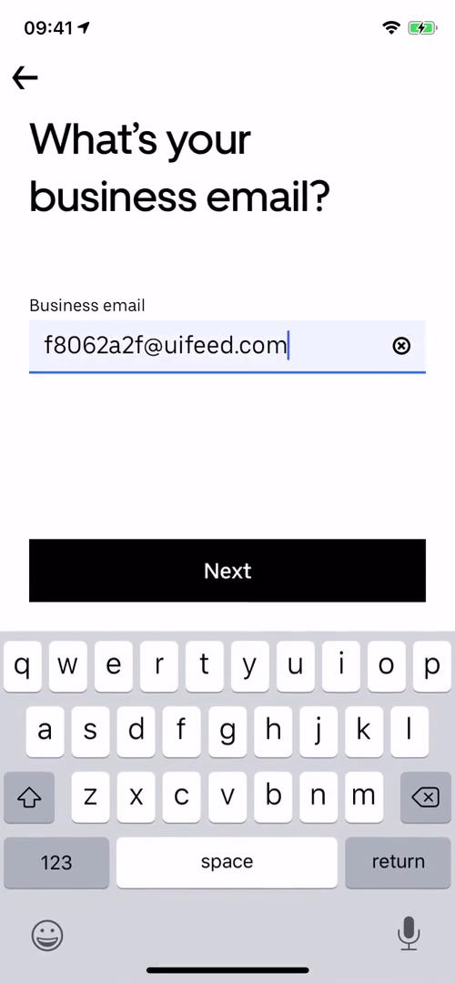 Business sign up screenshot