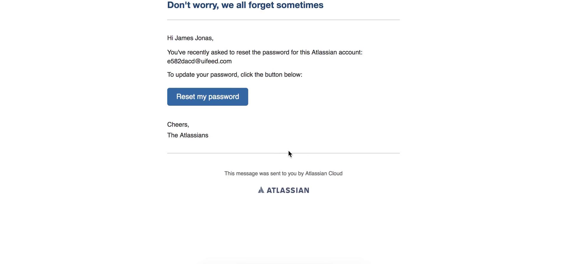 Password reset screenshot