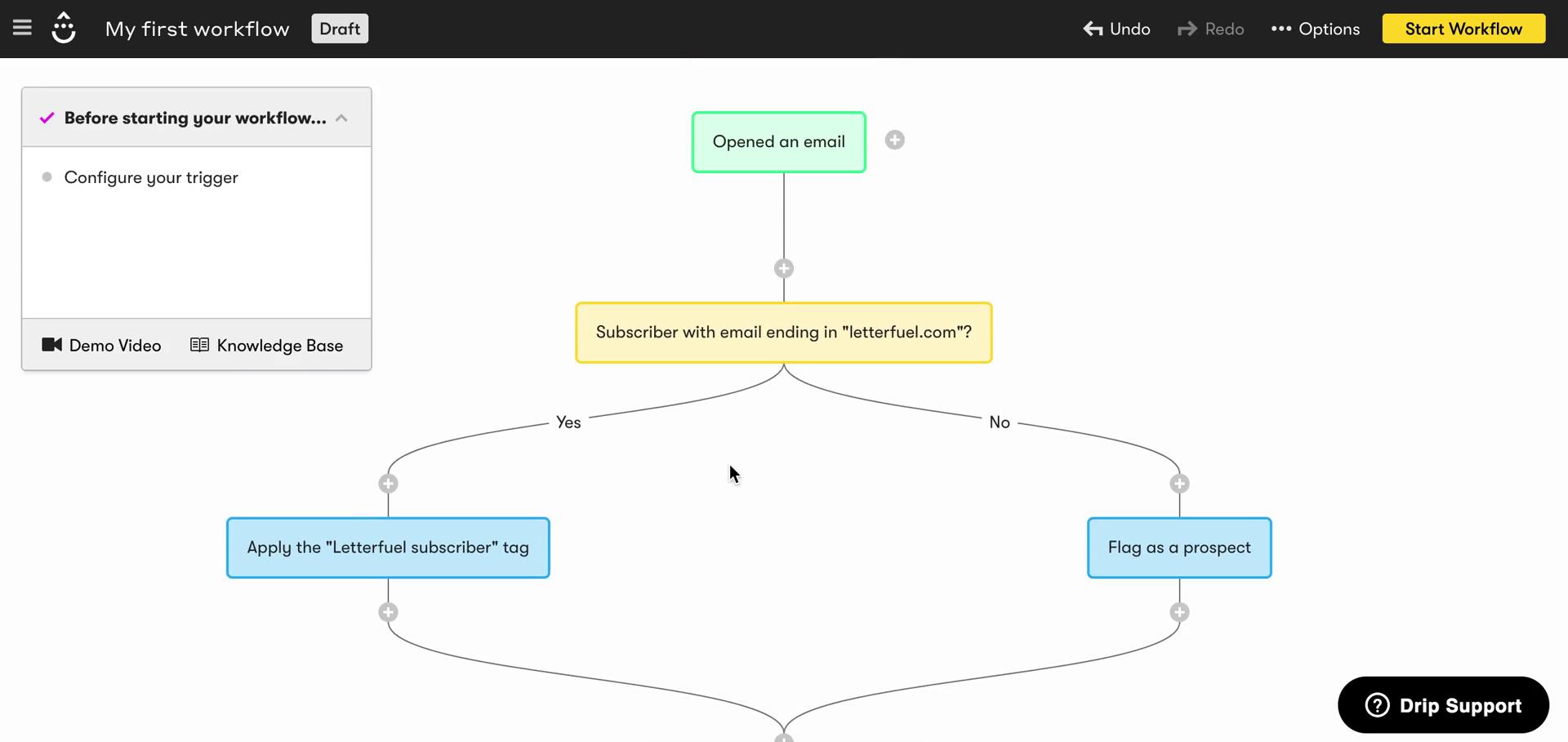 Creating an automation workflow screenshot