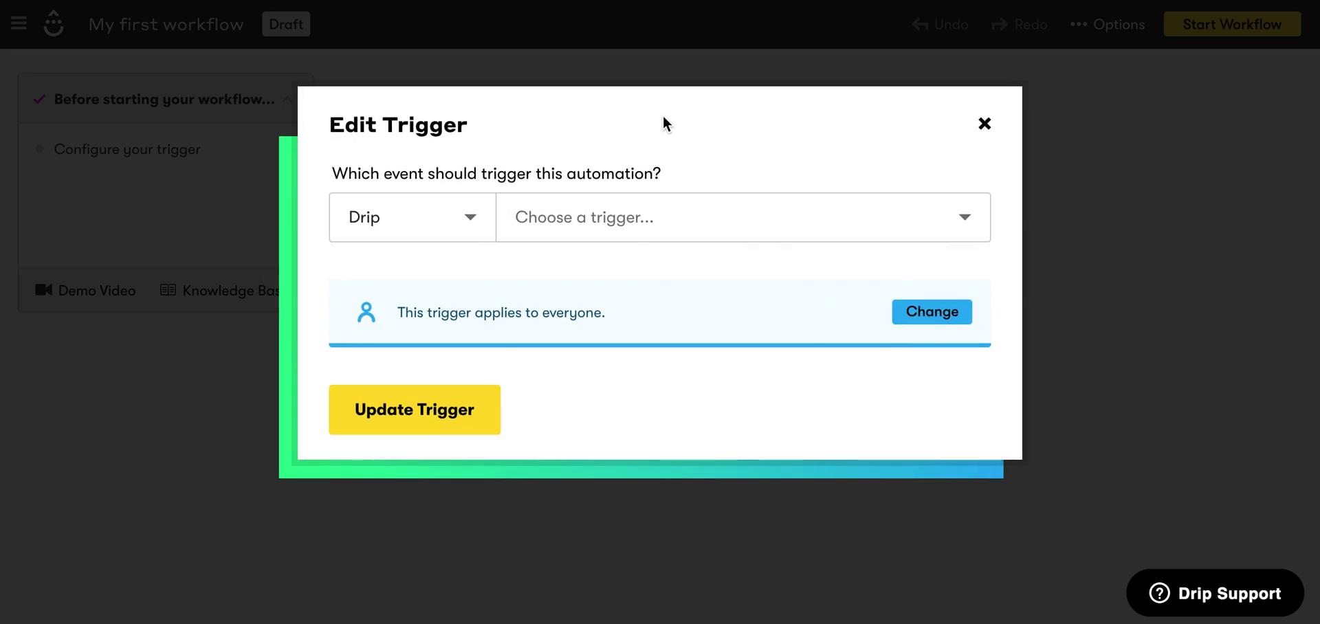 Creating an automation workflow screenshot