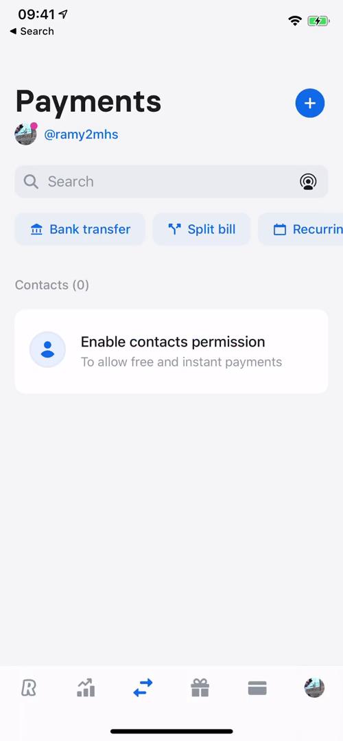 Screenshot of Payments on Requesting payment on Revolut user flow