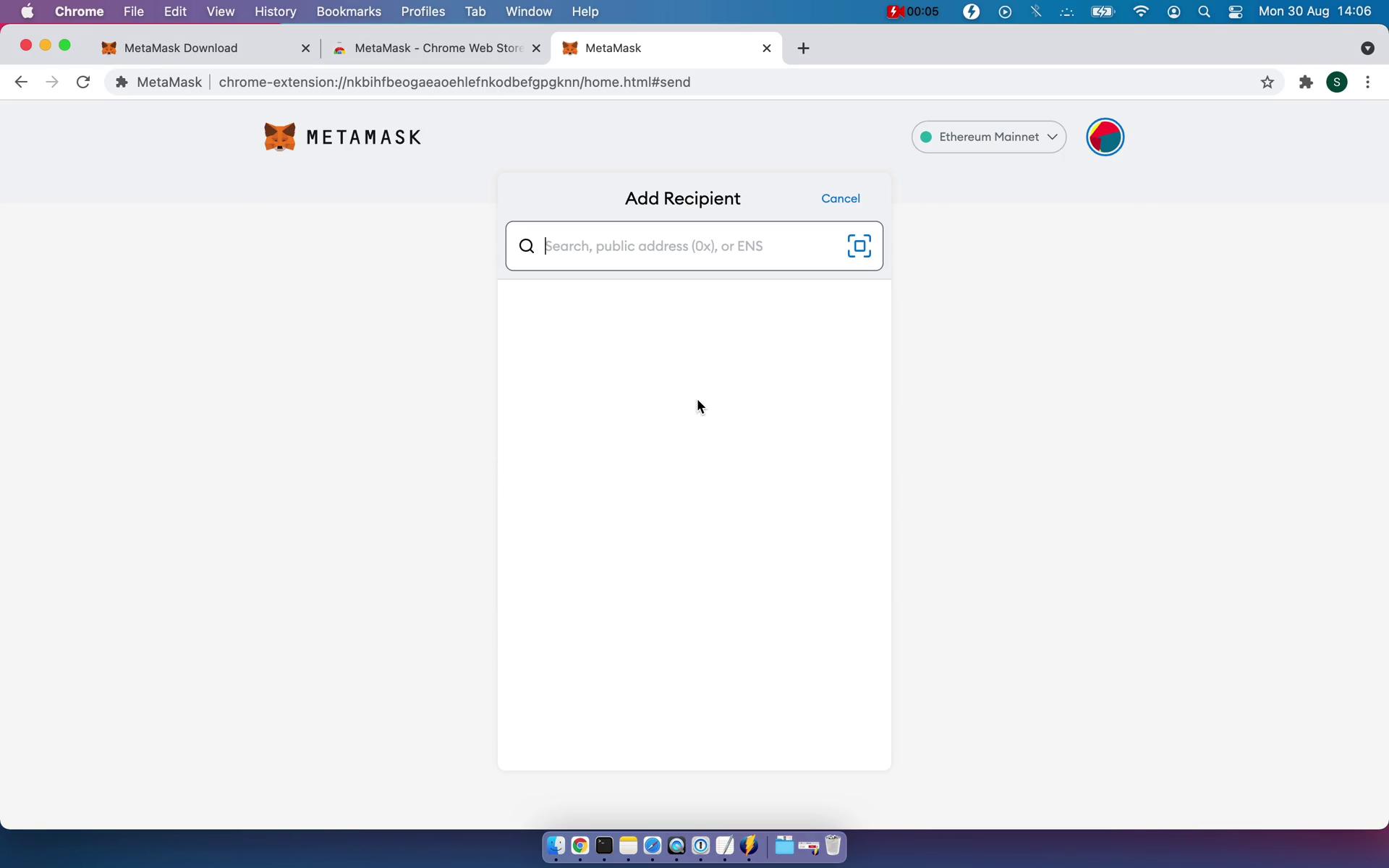 Sending currency on MetaMask video thumbnail