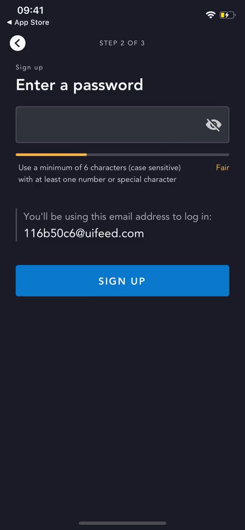 Disney+ set password screenshot