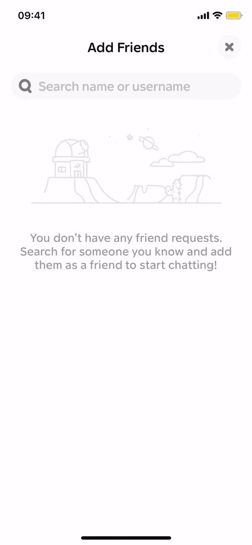 Screenshot of Add friends on Finding people on Honk user flow