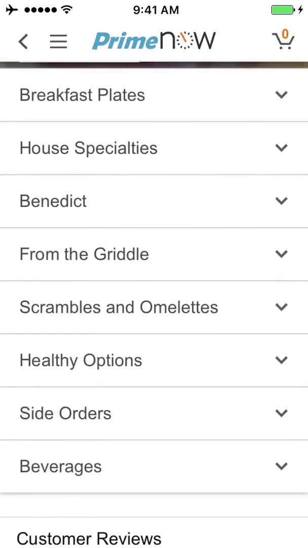 Ordering food screenshot