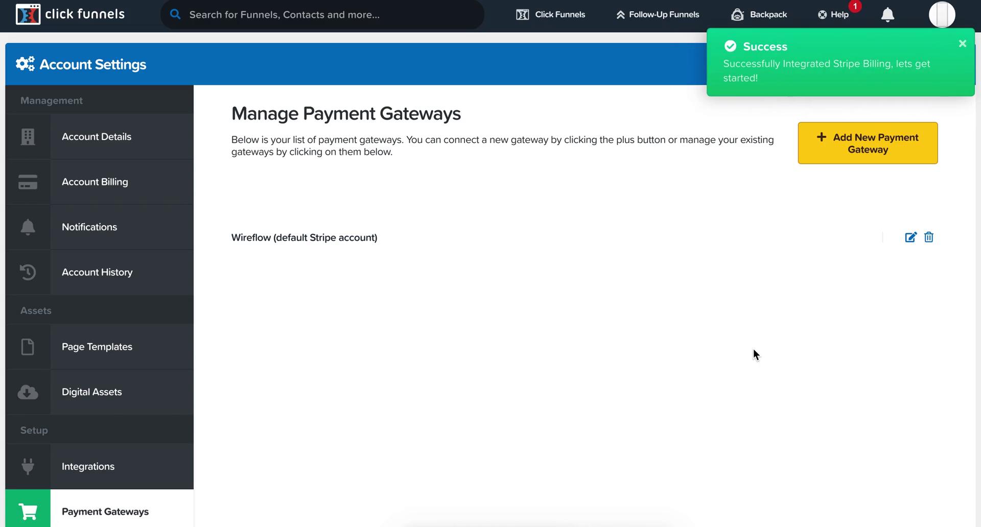 Connecting payment provider screenshot