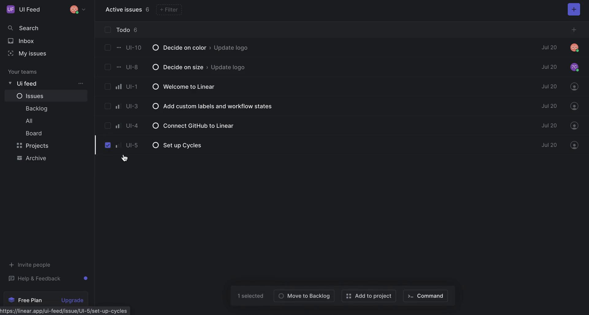 Tasks screenshot