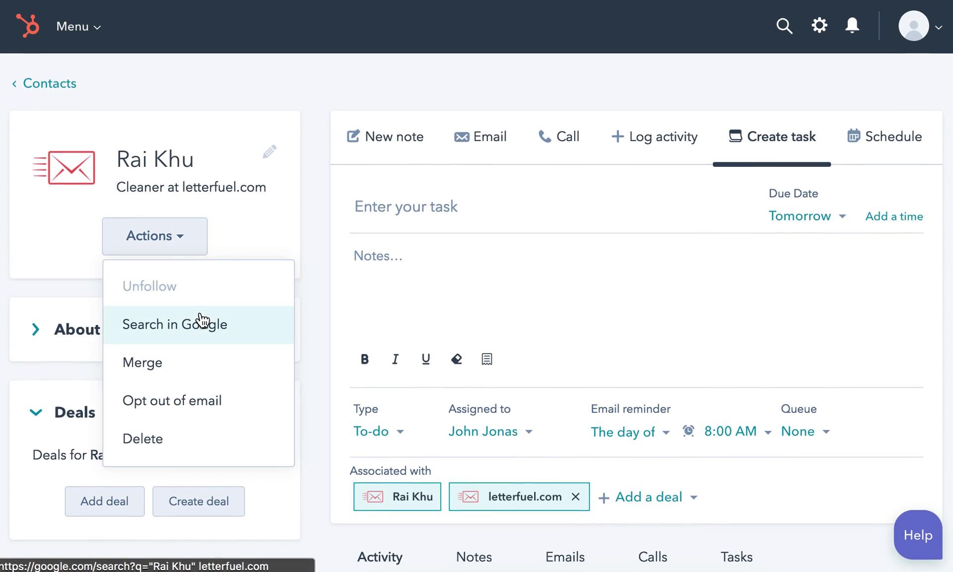 CRM screenshot