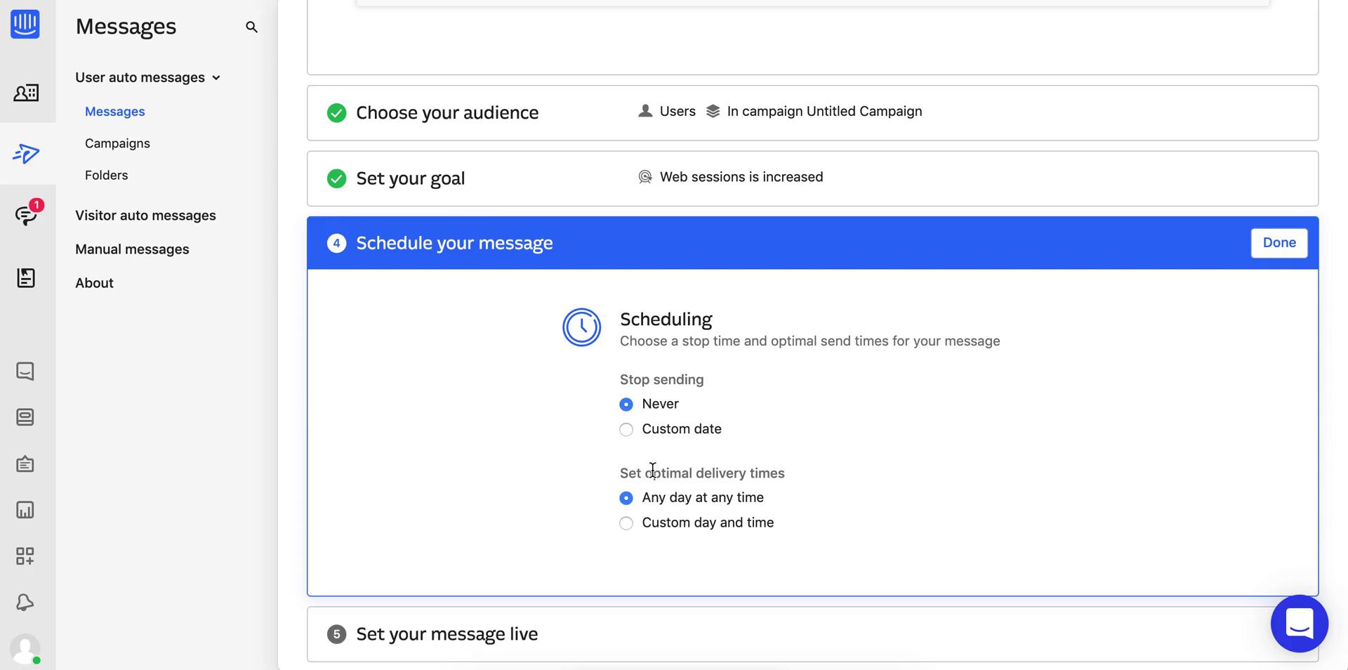 Creating an email campaign screenshot