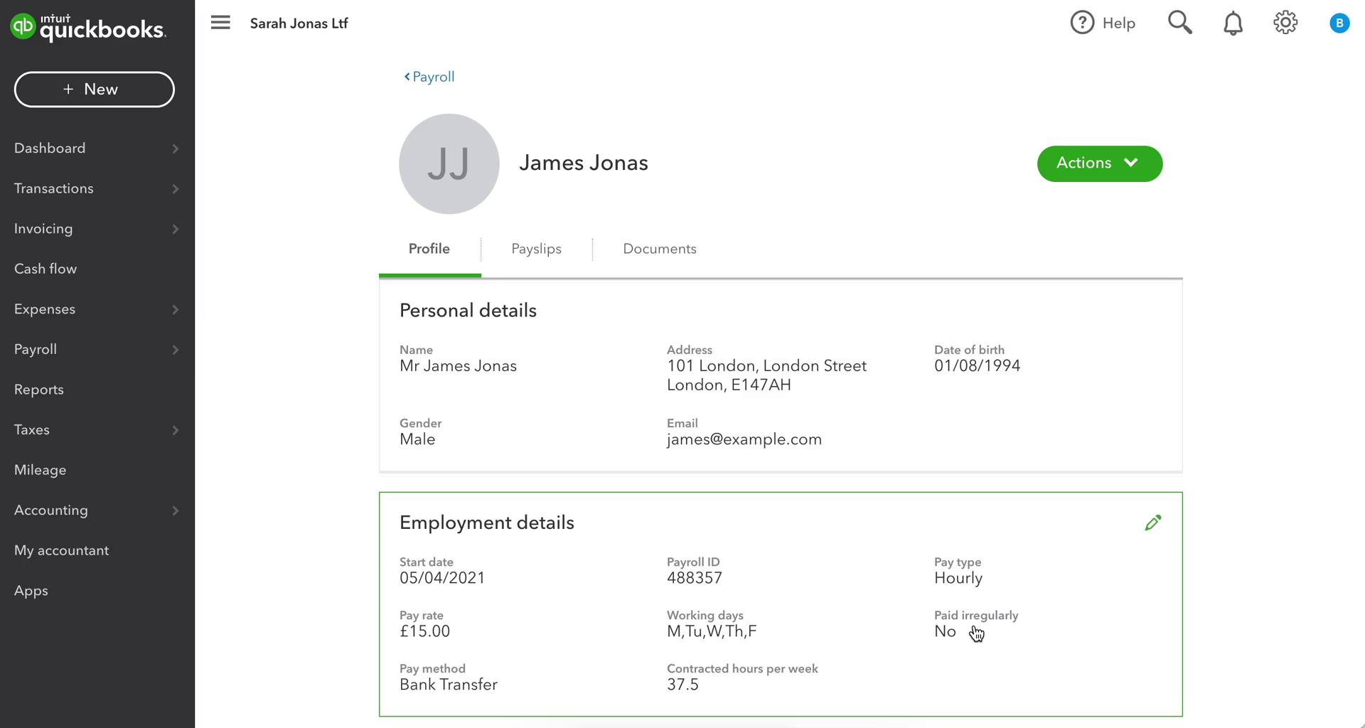 Managing payroll screenshot