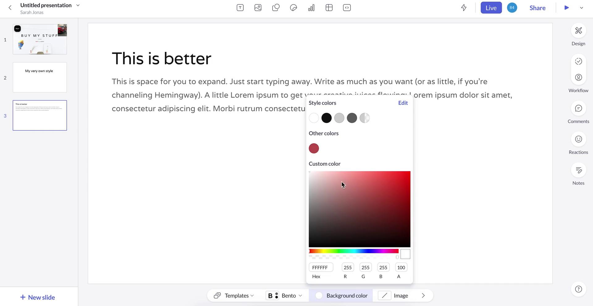 Creating a presentation screenshot